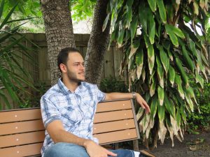 Pete Cabrera sitting on bench